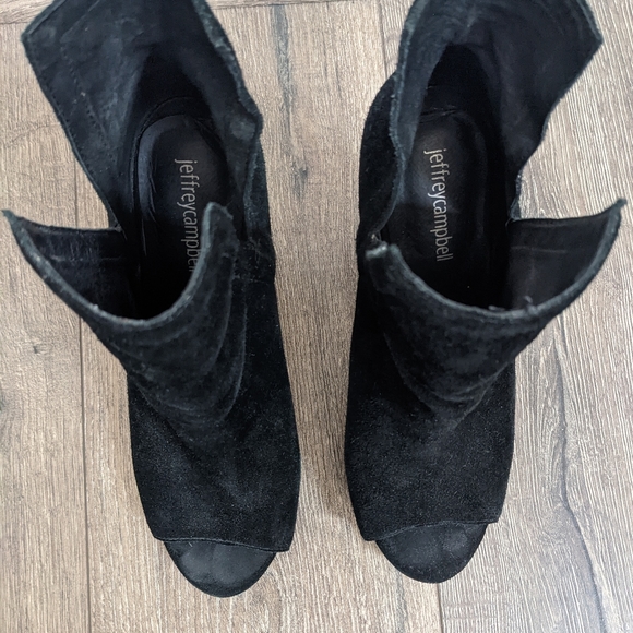 Jeffrey Campbell Black Suede Leather Heeled Open Toe Boot Booties Shoes Size 8 - Picture 4 of 8